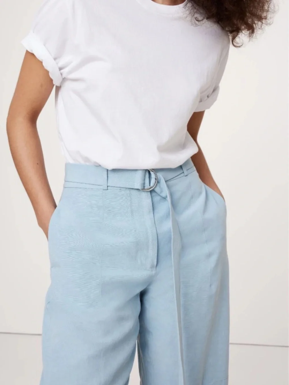 NWT! BANANA REPUBLIC BABY BLUE HIGH-RISE BARREL TENCEL™-LINEN PANT 📰
